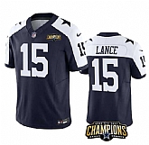 Men & Women & Youth Dallas Cowboys #15 Trey Lance Navy White 2023 F.U.S.E. NFC East Champions Patch Stitched Jersey,baseball caps,new era cap wholesale,wholesale hats